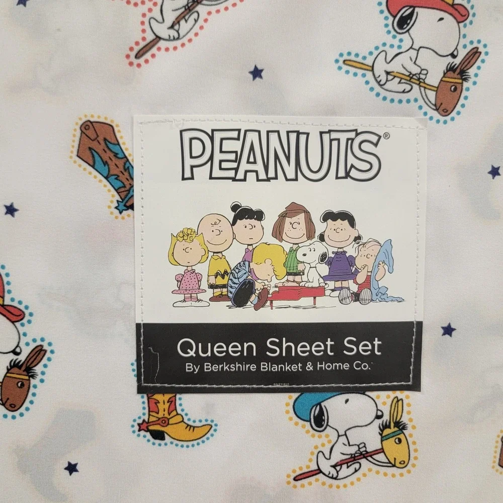 NEW‎ Berkshire Peanuts Snoopy Western Cowboy Boots Rodeo Queen Sheet Set 4pc